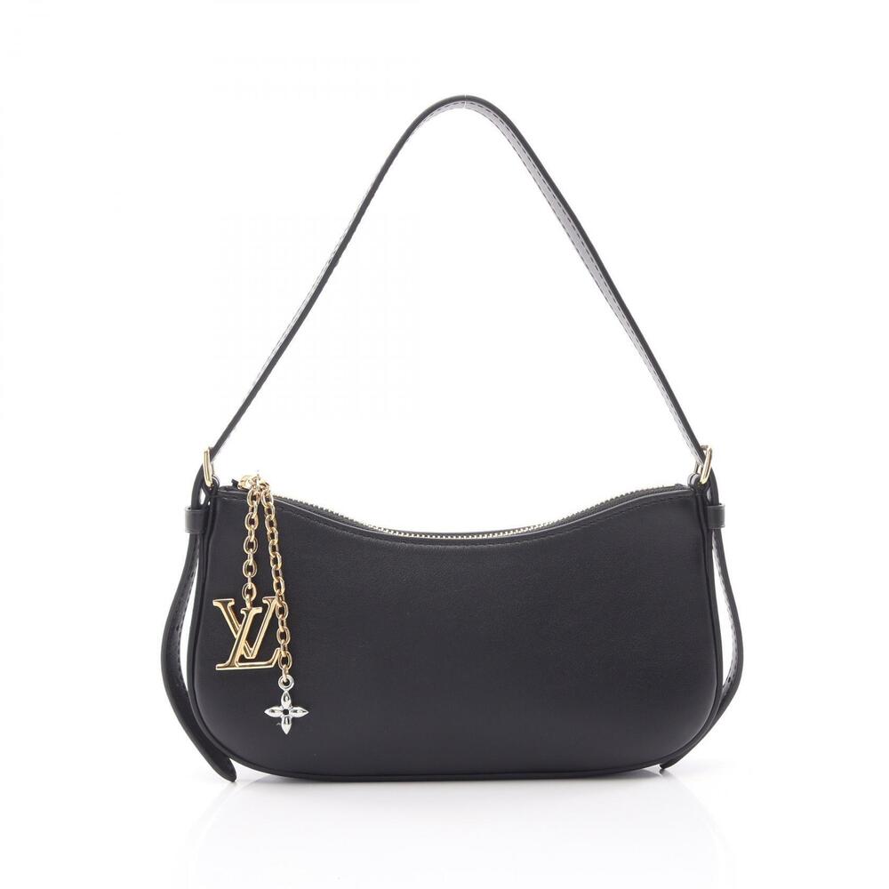 Louis Vuitton Pochette LV Bloom Shoulder Bag Leather Black